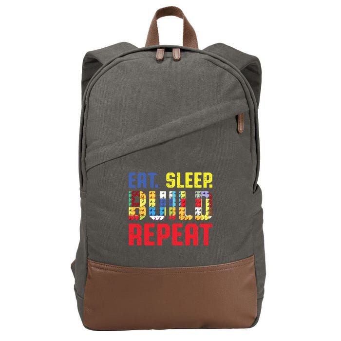 Eat Sleep Build Repeat Building Funny Builders Cotton Canvas Backpack