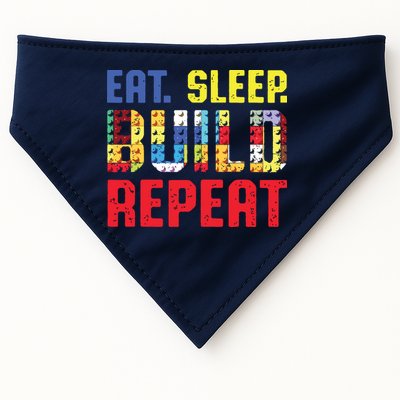 Eat Sleep Build Repeat Building Funny Builders USA-Made Doggie Bandana