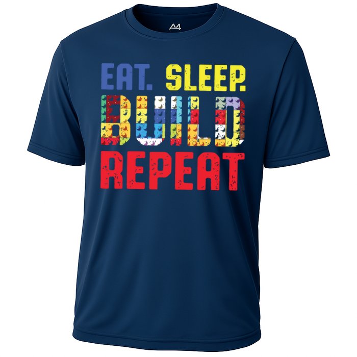 Eat Sleep Build Repeat Building Funny Builders Cooling Performance Crew T-Shirt