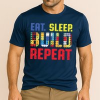 Eat Sleep Build Repeat Building Funny Builders Cooling Performance Crew T-Shirt