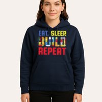 Eat Sleep Build Repeat Building Funny Builders Hoodie