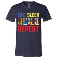 Eat Sleep Build Repeat Building Funny Builders V-Neck T-Shirt