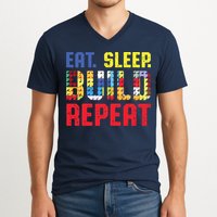 Eat Sleep Build Repeat Building Funny Builders V-Neck T-Shirt