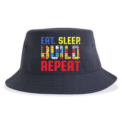Eat Sleep Build Repeat Building Funny Builders Sustainable Bucket Hat