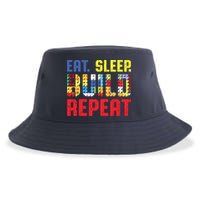 Eat Sleep Build Repeat Building Funny Builders Sustainable Bucket Hat