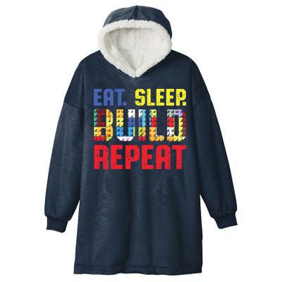 Eat Sleep Build Repeat Building Funny Builders Hooded Wearable Blanket