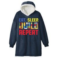 Eat Sleep Build Repeat Building Funny Builders Hooded Wearable Blanket