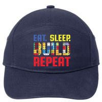 Eat Sleep Build Repeat Building Funny Builders 7-Panel Snapback Hat