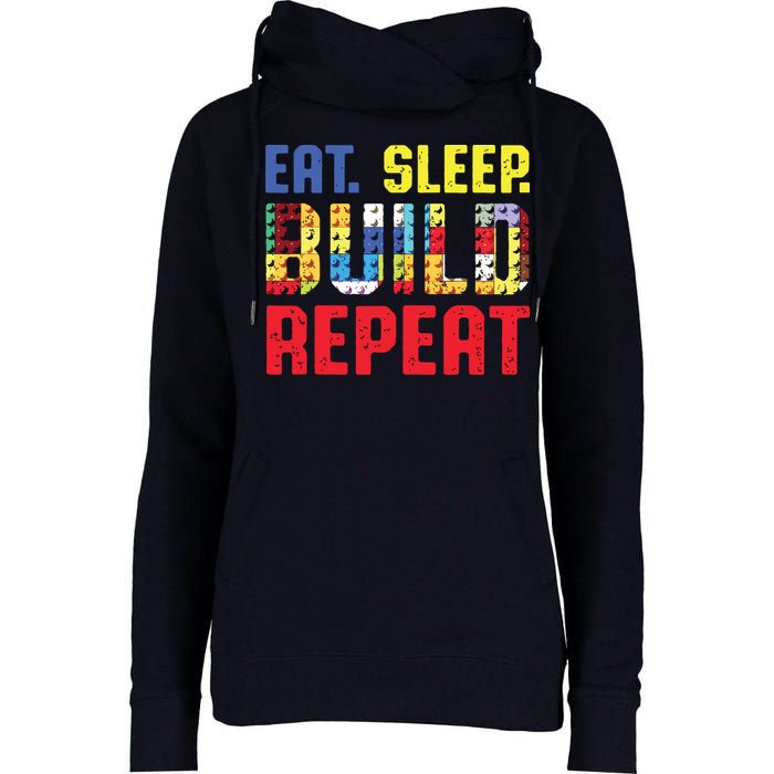 Eat Sleep Build Repeat Building Funny Builders Womens Funnel Neck Pullover Hood