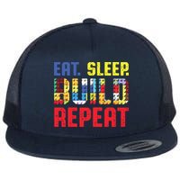 Eat Sleep Build Repeat Building Funny Builders Flatbill Hat