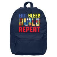 Eat Sleep Build Repeat Building Funny Builders 16 in Basic Backpack