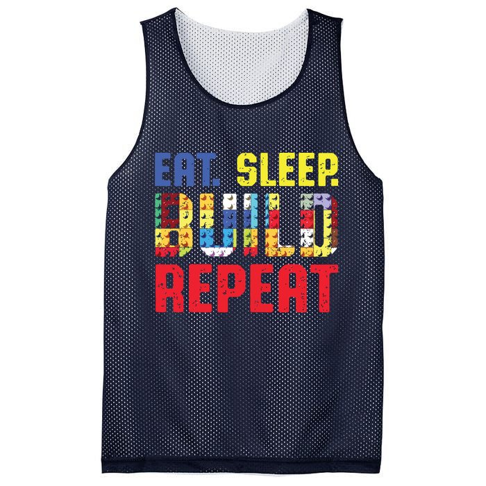Eat Sleep Build Repeat Building Funny Builders Mesh Reversible Basketball Jersey Tank