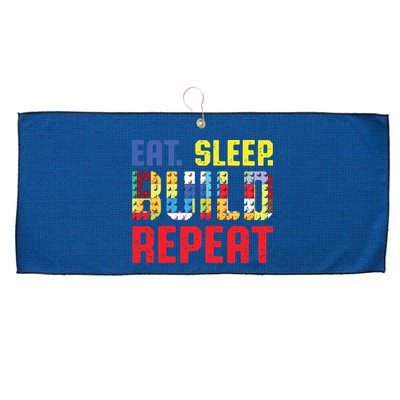 Eat Sleep Build Repeat Building Funny Builders Large Microfiber Waffle Golf Towel