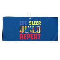 Eat Sleep Build Repeat Building Funny Builders Large Microfiber Waffle Golf Towel