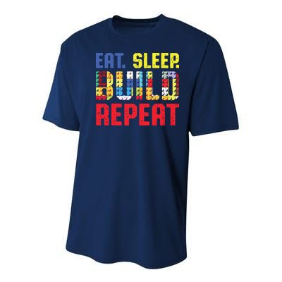 Eat Sleep Build Repeat Building Funny Builders Youth Performance Sprint T-Shirt