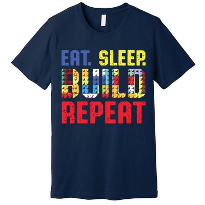 Eat Sleep Build Repeat Building Funny Builders Premium T-Shirt