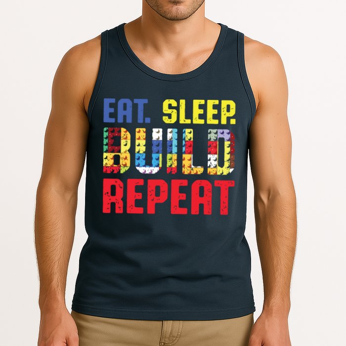 Eat Sleep Build Repeat Building Funny Builders Tank Top