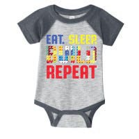 Eat Sleep Build Repeat Building Funny Builders Infant Baby Jersey Bodysuit