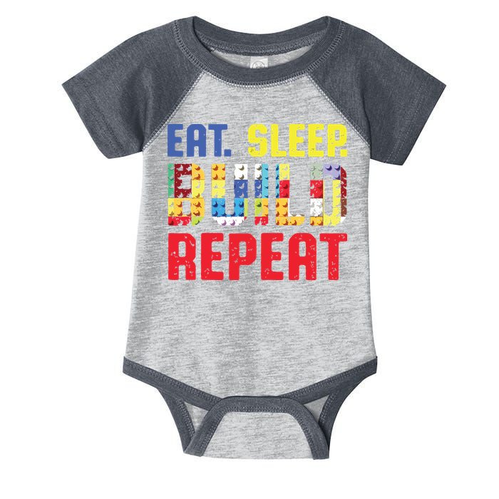Eat Sleep Build Repeat Building Funny Builders Infant Baby Jersey Bodysuit
