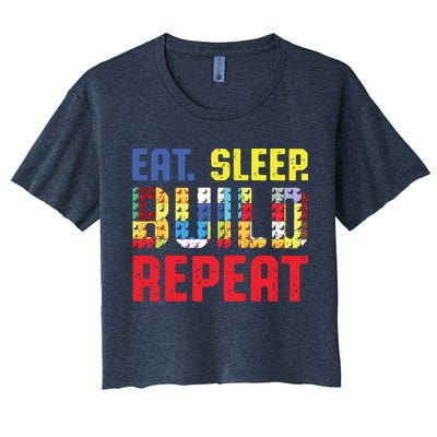 Eat Sleep Build Repeat Building Funny Builders Crop Top