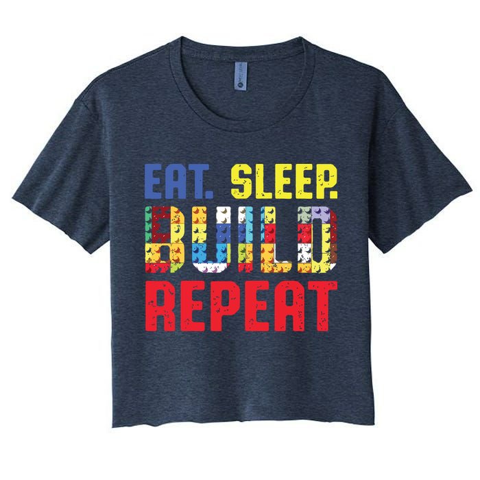 Eat Sleep Build Repeat Building Funny Builders Crop Top