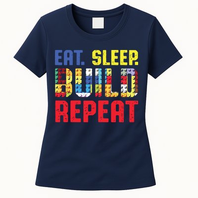 Eat Sleep Build Repeat Building Funny Builders Womens T-Shirt