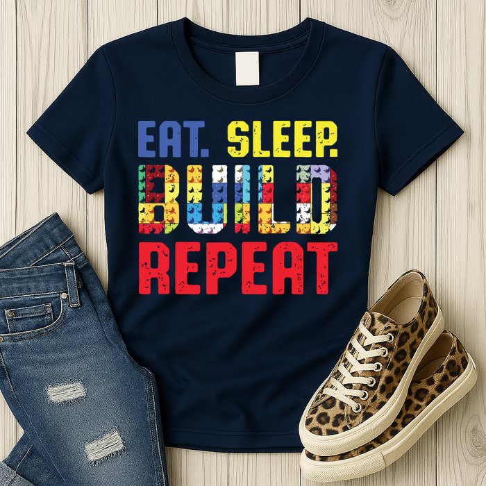 Eat Sleep Build Repeat Building Funny Builders Womens T-Shirt