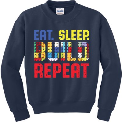 Eat Sleep Build Repeat Building Funny Builders Kids Sweatshirt
