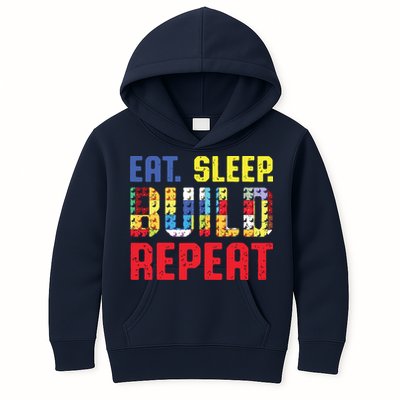 Eat Sleep Build Repeat Building Funny Builders Kids Hoodie
