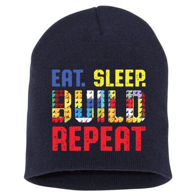 Eat Sleep Build Repeat Building Funny Builders Short Acrylic Beanie