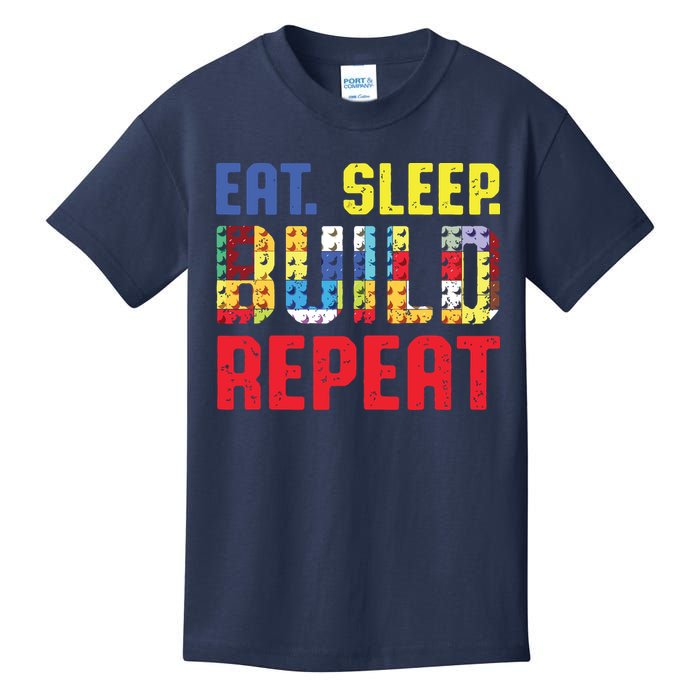 Eat Sleep Build Repeat Building Funny Builders Kids T-Shirt
