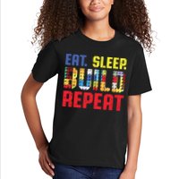 Eat Sleep Build Repeat Building Funny Builders Kids T-Shirt