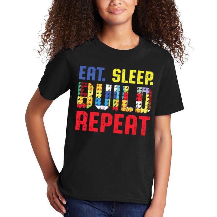 Eat Sleep Build Repeat Building Funny Builders Kids T-Shirt