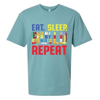 Eat Sleep Build Repeat Building Funny Builders Sueded Cloud Jersey T-Shirt