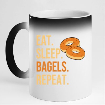 Eat Sleep Bagels Repeat Bagel Lovers Funny Baking Bakery Gift 11oz Black Color Changing Mug