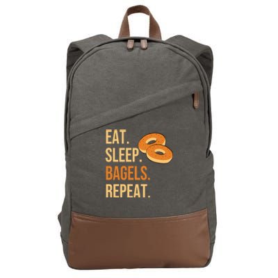 Eat Sleep Bagels Repeat Bagel Lovers Funny Baking Bakery Gift Cotton Canvas Backpack