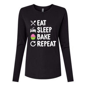 Eat Sleep Bake Repeat Bakery Funny Best Baker Womens Cotton Relaxed Long Sleeve T-Shirt