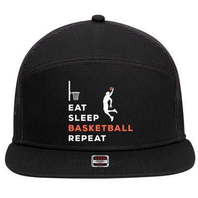 Eat Sleep Basketball Repeat Player Coach Hooper 7 Panel Mesh Trucker Snapback Hat