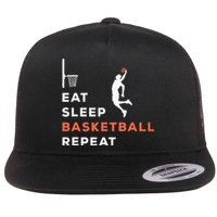 Eat Sleep Basketball Repeat Player Coach Hooper Flat Bill Trucker Hat