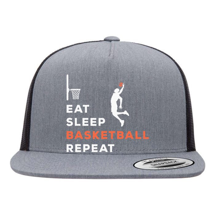 Eat Sleep Basketball Repeat Player Coach Hooper Flat Bill Trucker Hat