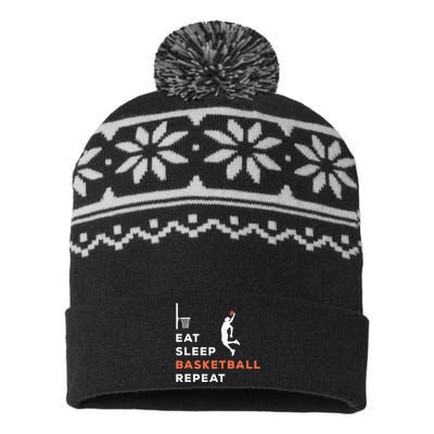 Eat Sleep Basketball Repeat Player Coach Hooper USA-Made Snowflake Beanie