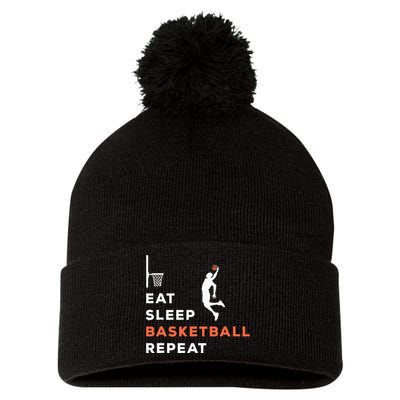 Eat Sleep Basketball Repeat Player Coach Hooper Pom Pom 12in Knit Beanie