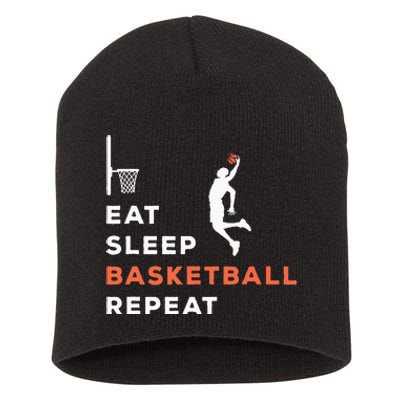 Eat Sleep Basketball Repeat Player Coach Hooper Short Acrylic Beanie