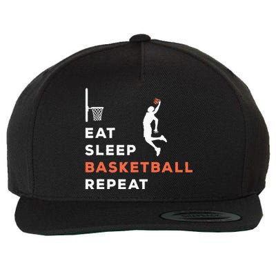 Eat Sleep Basketball Repeat Player Coach Hooper Wool Snapback Cap