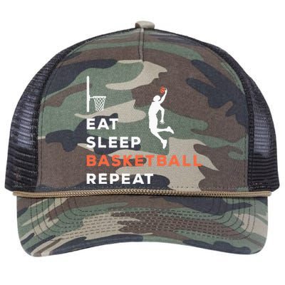 Eat Sleep Basketball Repeat Player Coach Hooper Retro Rope Trucker Hat Cap