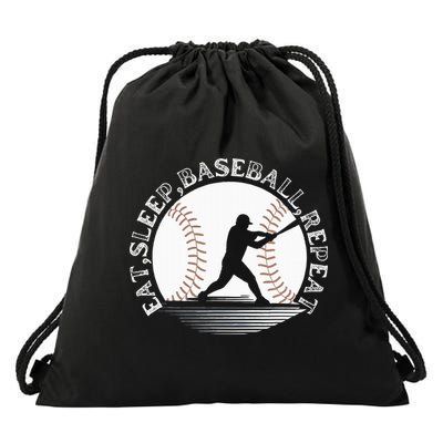 Eat Sleep Baseball Repeat Baseball Player Drawstring Bag