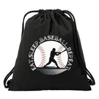 Eat Sleep Baseball Repeat Baseball Player Drawstring Bag