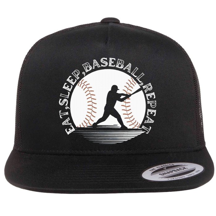 Eat Sleep Baseball Repeat Baseball Player Flat Bill Trucker Hat