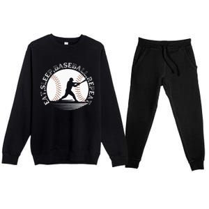 Eat Sleep Baseball Repeat Baseball Player Premium Crewneck Sweatsuit Set