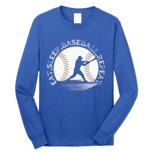 Eat Sleep Baseball Repeat Baseball Player Long Sleeve Shirt